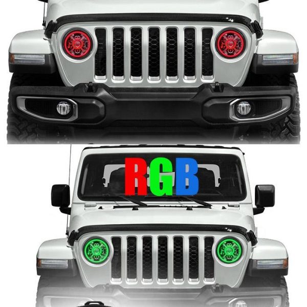 9 اینچ رنگ تغییر RGB Led Halo Lights For Jeep Wrangler JL 2018 2019